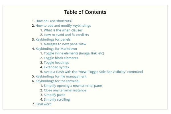 toc with spacing adjusted