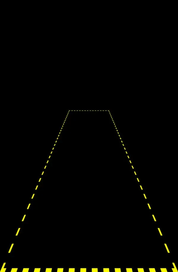 a yellow dotted element is tilted out to the distance against a black background