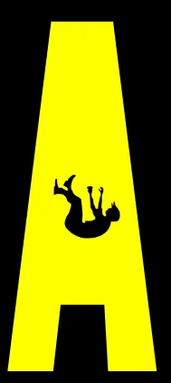 a black silhouette of a man filling the counter of the letter A.