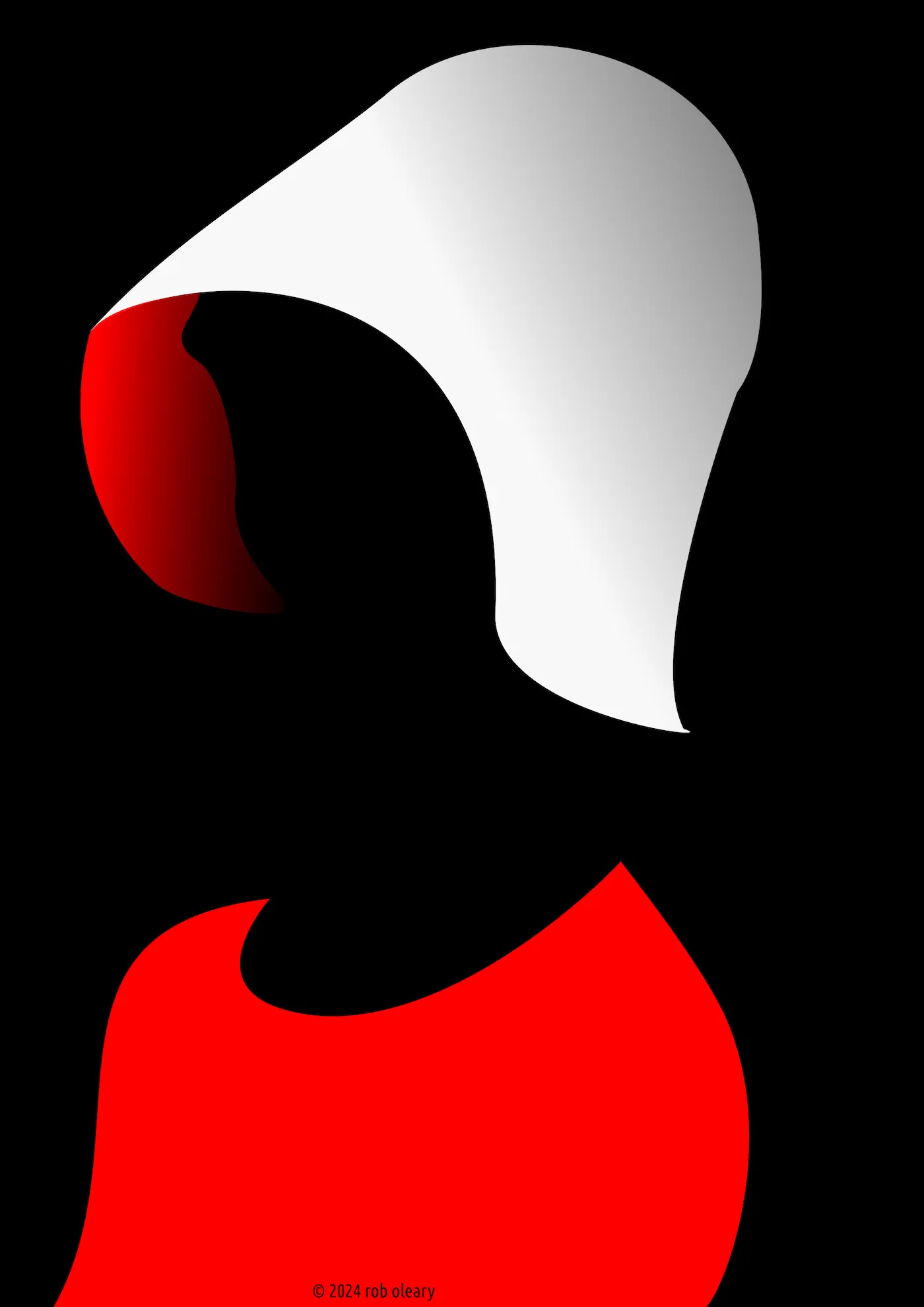 A cover for the book The Handmaid's Tale. The cover depicts a disembodied handmaid.