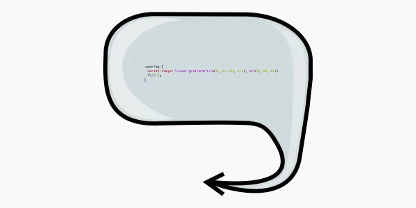 A light blue bubble with an arrow protruding from the bottom-right corner points to the left