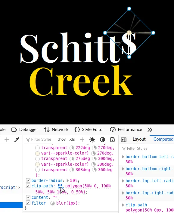 using clip-path edit tool in firefox devtools