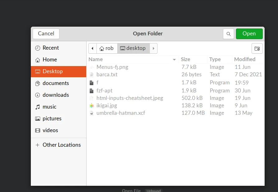 vscode open folder command