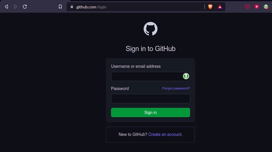 github signin with keepassxc icon in user field
