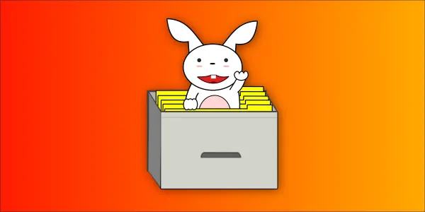 The logo of the File Bunny VS Code extension. It is a cute cartoon bunny inside a filing cabinet drawer waving hello.