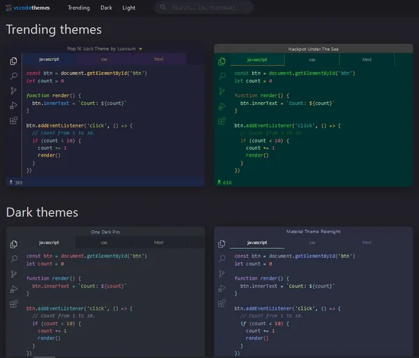 vscode themes app