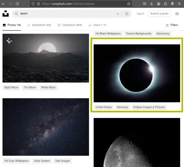 The main image I created the background image from was found on unsplash and is a solar eclipse.