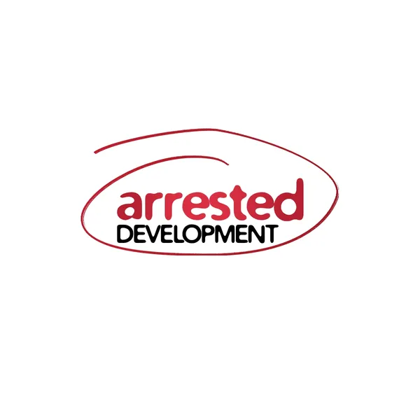 The title 'arrested developement' is written in a slightly blurry eroded font. It is circled roughly in red ink.