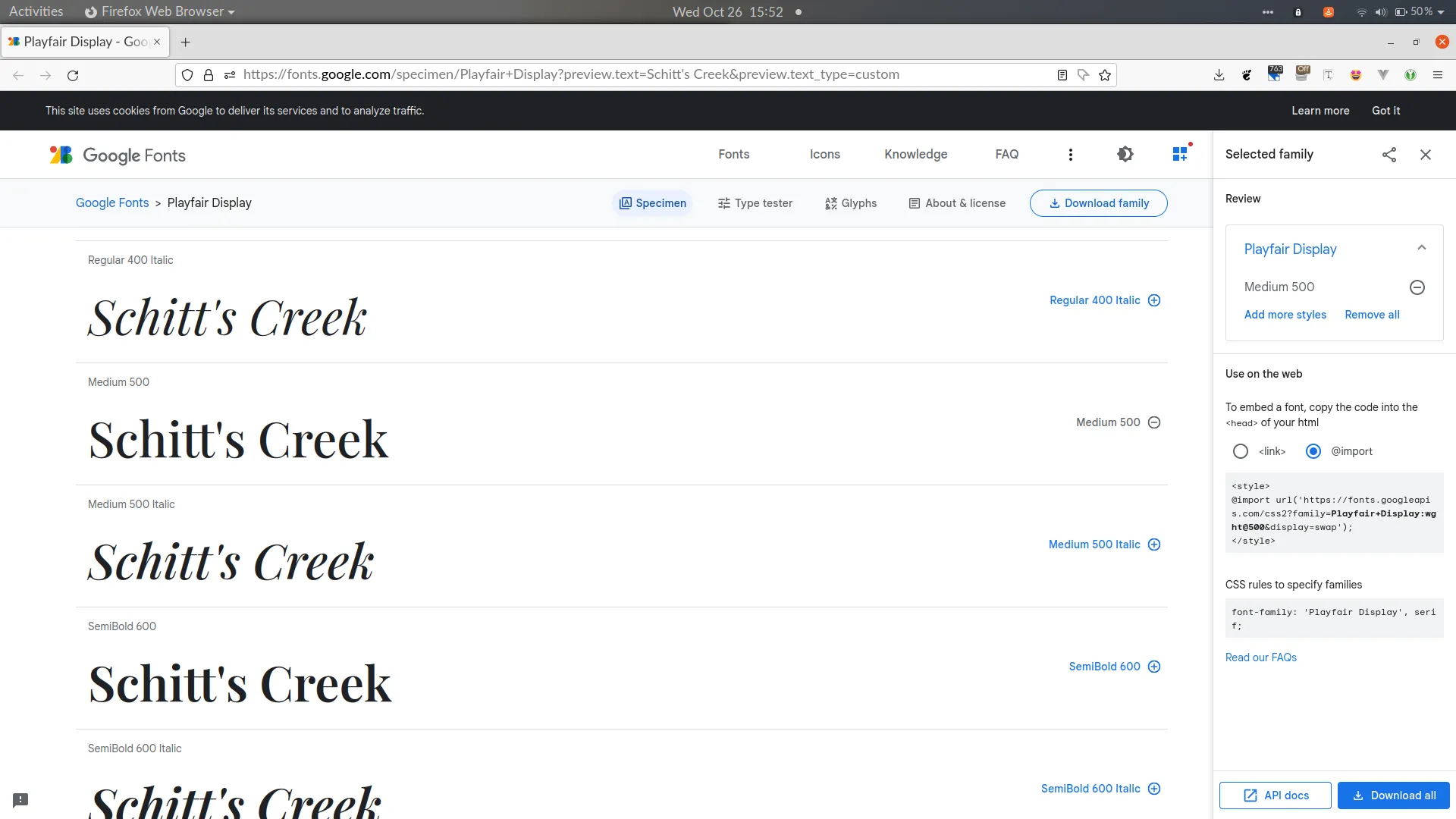 finding most suitable weight of playfair display font on google fonts